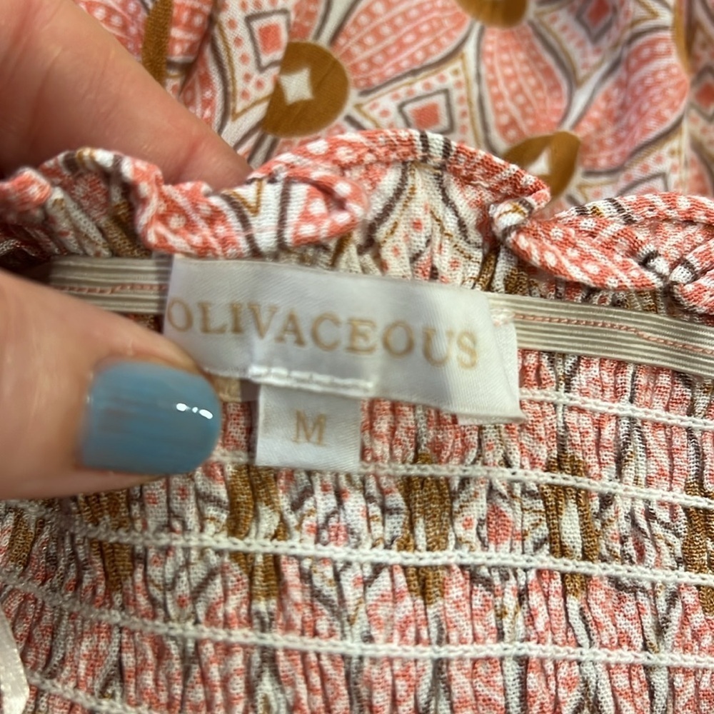Olivaceous Pink Patterned Rayon Strapless tube top style Jumpsuit size medium - Picture 8 of 9